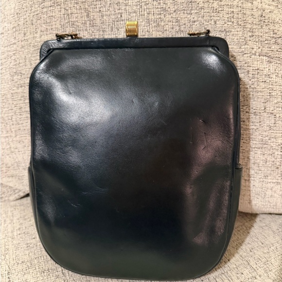 Elegant Black Vintage Leather Women's Bag includes charm 9x8 - Picture 7 of 12